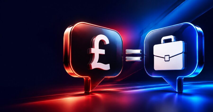Salary negotiation UK discussion represented by a pound symbol and briefcase